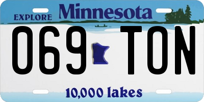 MN license plate 069TON