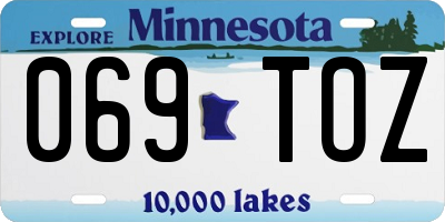 MN license plate 069TOZ