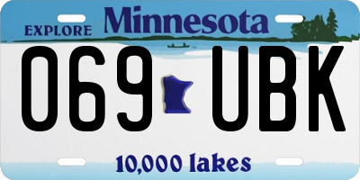MN license plate 069UBK