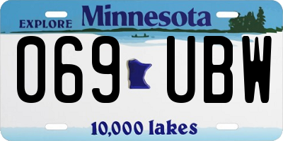 MN license plate 069UBW