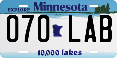 MN license plate 070LAB