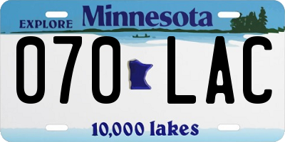 MN license plate 070LAC