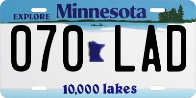MN license plate 070LAD