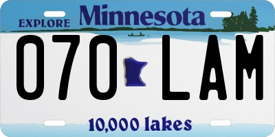 MN license plate 070LAM