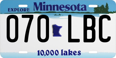 MN license plate 070LBC