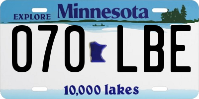 MN license plate 070LBE