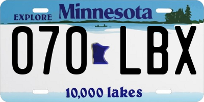 MN license plate 070LBX
