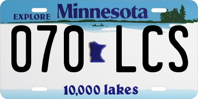 MN license plate 070LCS