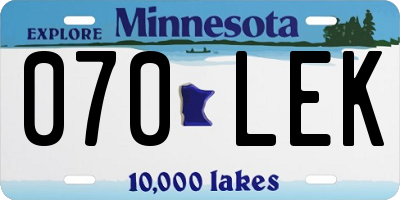 MN license plate 070LEK