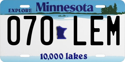 MN license plate 070LEM