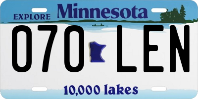 MN license plate 070LEN