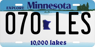 MN license plate 070LES