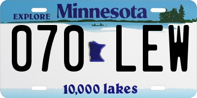 MN license plate 070LEW