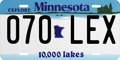 MN license plate 070LEX
