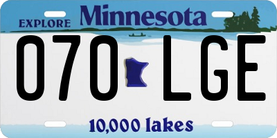 MN license plate 070LGE