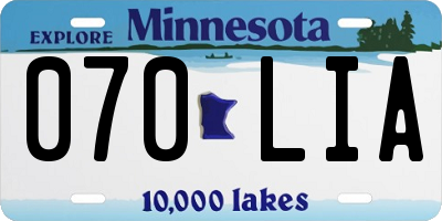 MN license plate 070LIA