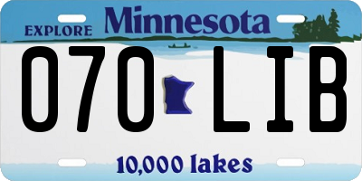 MN license plate 070LIB