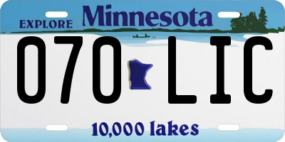 MN license plate 070LIC