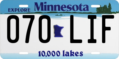 MN license plate 070LIF