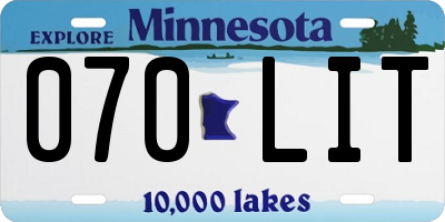 MN license plate 070LIT