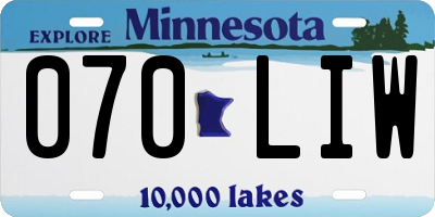 MN license plate 070LIW