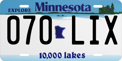 MN license plate 070LIX