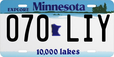 MN license plate 070LIY