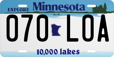 MN license plate 070LOA