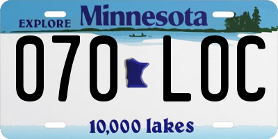 MN license plate 070LOC