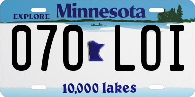 MN license plate 070LOI
