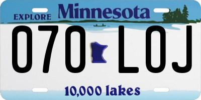 MN license plate 070LOJ