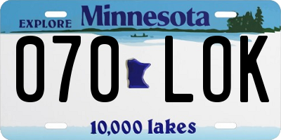 MN license plate 070LOK