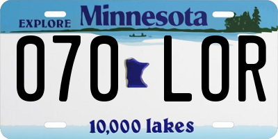 MN license plate 070LOR