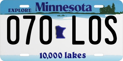 MN license plate 070LOS