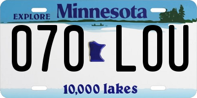 MN license plate 070LOU