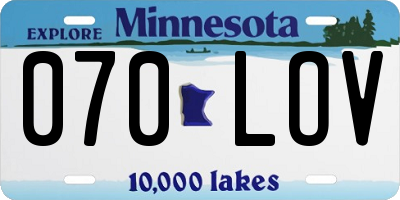 MN license plate 070LOV