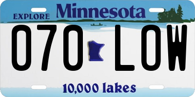MN license plate 070LOW