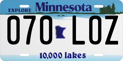 MN license plate 070LOZ
