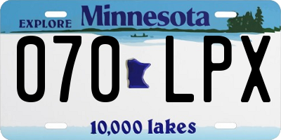 MN license plate 070LPX