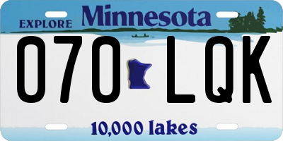 MN license plate 070LQK