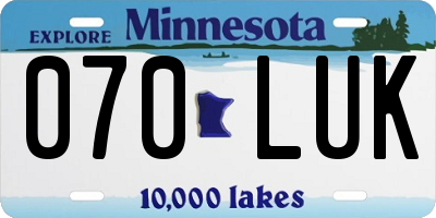 MN license plate 070LUK