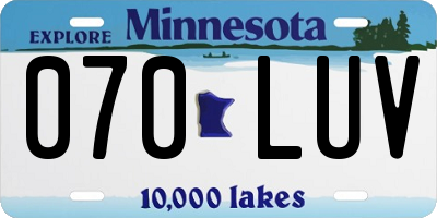 MN license plate 070LUV