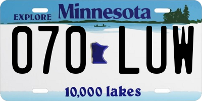 MN license plate 070LUW