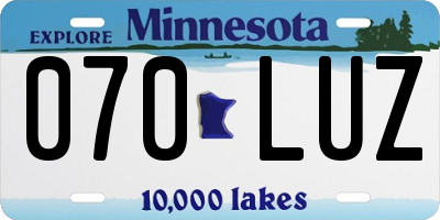 MN license plate 070LUZ