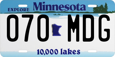 MN license plate 070MDG