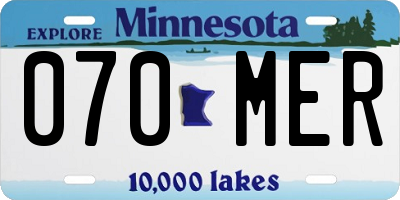 MN license plate 070MER