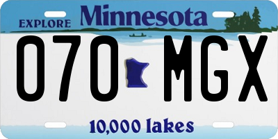 MN license plate 070MGX
