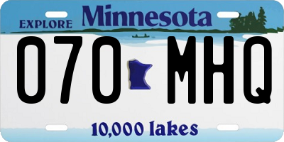 MN license plate 070MHQ