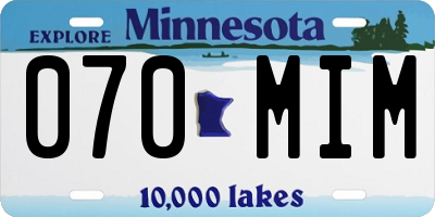 MN license plate 070MIM