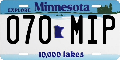 MN license plate 070MIP